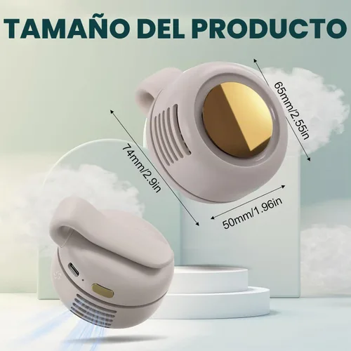Vista 7 de Mini ventilador sin aspas portátil blanco, ventilador de clip de 3 velocidades para camisa y cintura