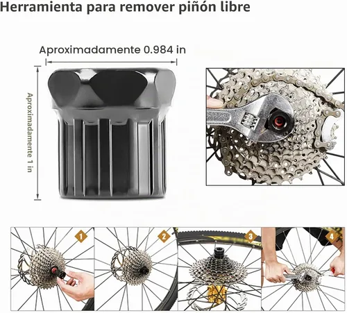Vista 7 de Kit de herramientas de reparación de bicicletas de 6 piezas, herramienta de extracción de casete de bicicleta, herramientas de extracción