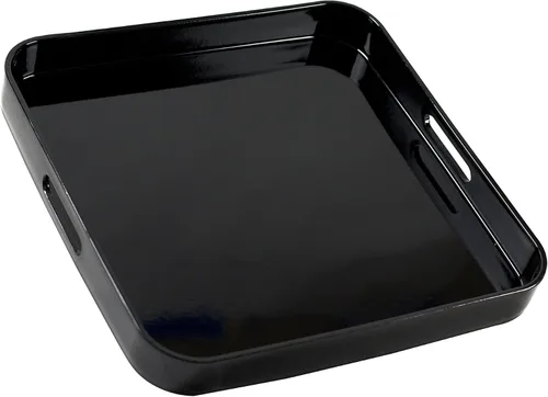 Vista 7 de 10 Strawberry Street Bandeja rectangular de laca de 19.25 x 11.75 pulgadas con asas, color negro