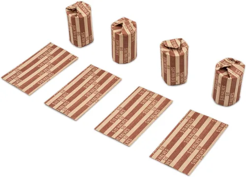 Vista 3 de Envoltorios de monedas de medio dólar, 100 envoltorios de monedas a rayas planas