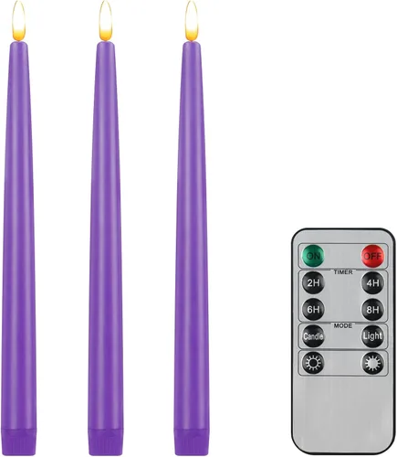 Vista 12 de CVHOMEDECO. Velas cónicas sin llama con control remoto de 10 teclas, velas LED parpadeantes con mecha 3D, funciona con pilas, velas de cera real