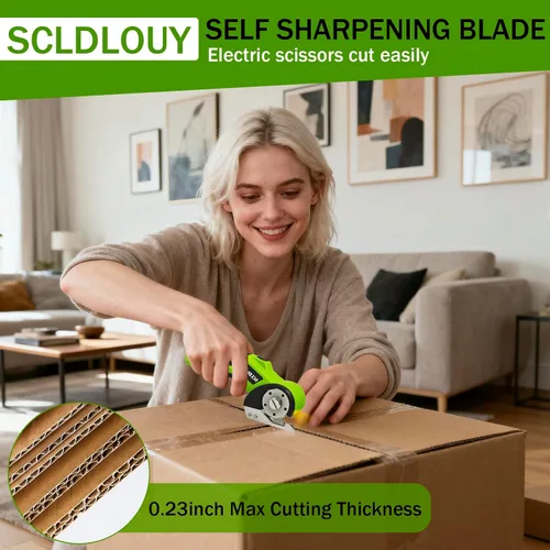 Vista 5 de High-Speed Cardboard Cutter, Cordless Rechargeable Electric Scissors with Safety Lock and LED Light, Rotating Blade for Cardboard Fabric Carpet