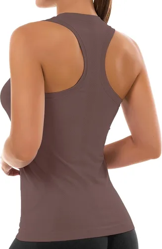 Vista 24 de MathCat Camisetas de entrenamiento para mujer, sin costuras, básicas, sin mangas, con espalda cruzada, atlética, yoga, correr, uso diario