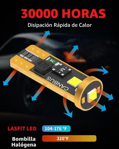 Vista 4 de LASFIT 194 Bombilla LED 6000K Blanca, T10 168 2825 W5W Bombillas LED de Repuesto, Para Luz de Domo/Mapa, Luz de Puerta, Luz de Cortesía, Luz