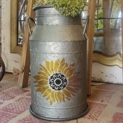 Vista 4 de Plantilla bohemia de girasol de 12 x 12 pulgadas para pintar sobre madera, lienzo, papel, tela y muebles, plantillas florales reutilizables
