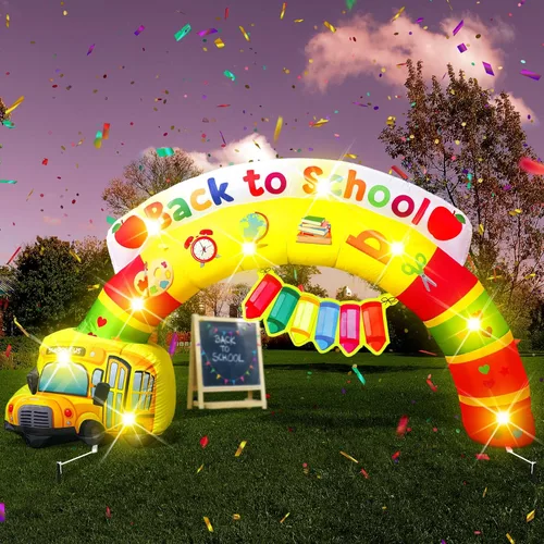 Vista 24 de VIHOSE Arco de castillo inflable verde de 10 pies con luces LED