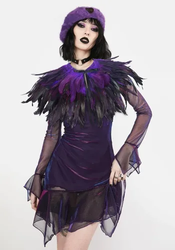 Vista 8 de Chal de plumas para mujer, collar de plumas de cuervo, capa de cisne de Halloween, accesorios de disfraz de bruja