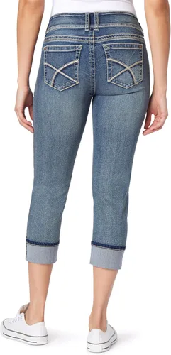 Vista 2 de WallFlower Vaqueros Luscious Curvy de 23.5” de cintura media para mujer, jeans de mezclilla Insta Stretch para juniors Albahaca