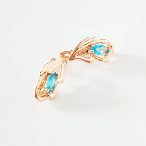 Vista 4 de PNJSilver 2024 New Gift Fashion Women Earrings 2024 Office Style Rose Gold 585 Color Jewelry Blue Stone Earrings Designs For Women Fashion