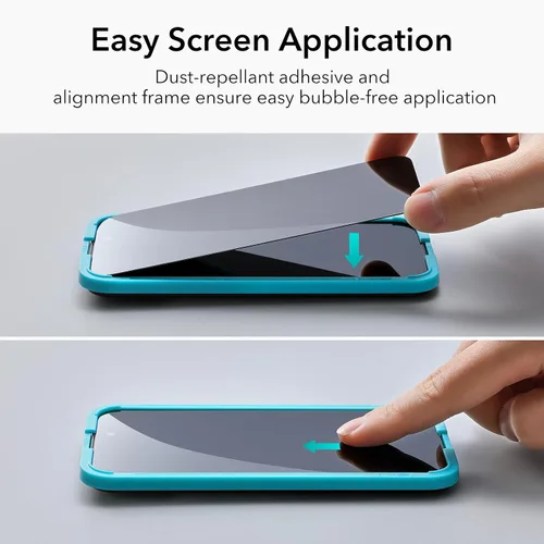 Vista 8 de ESR Paquete de 3+1 protector de pantalla de privacidad para iPhone 15 Plus, protector de pantalla de privacidad de vidrio templado antiespía, bordes