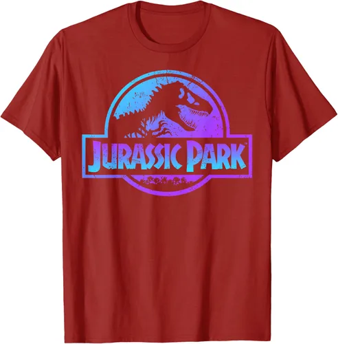 Vista 73 de Jurassic Park Camiseta de manga corta con logotipo Fossil azul y morado Negro