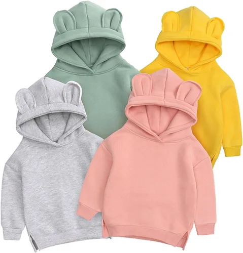 Vista 7 de Sudadera con capucha para niños de 0 a 4 años, sudadera con capucha y bolsillo para invierno, color liso, cómoda