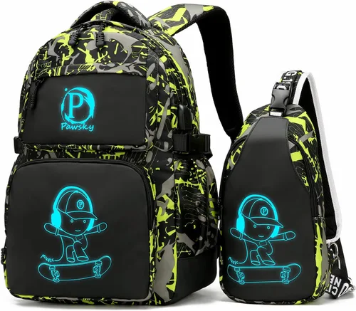 Vista 13 de Mochila escolar para niños, mochila escolar para niños, primaria, primaria, secundaria, con bolsa de almuerzo y estuche para lápices, mochila ligera