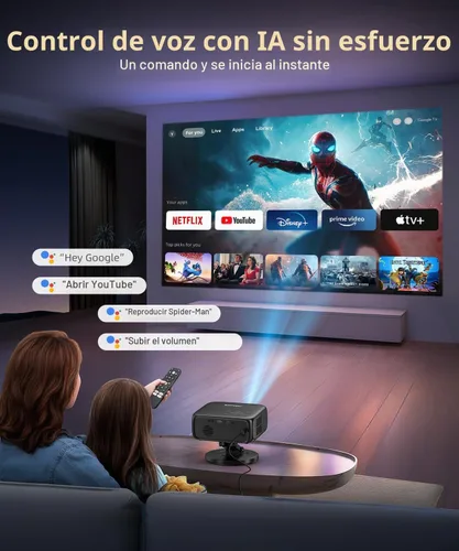 Vista 3 de 1500ANSI Google TV Proyector inteligente, enfoque automático y Keystone, con soporte For Office Presentations, Classroom Teaching, Outdoor Camping