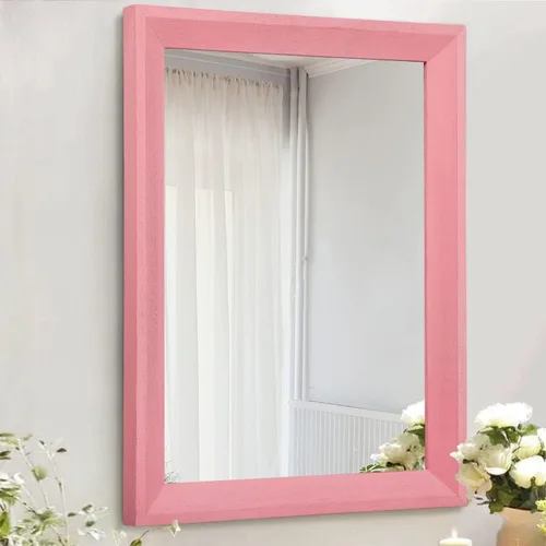Vista 13 de AAZZKANG Espejos rústicos para pared, espejo rectangular con marco de madera, decorativo para granja, dormitorio, baño, sala de estar, pequeño