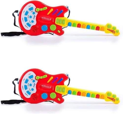 Vista 7 de Dimple Guitarra electrónica musical de mano para niños, toca música, rock, batería y sonidos eléctricos, el mejor juguete y regalo para niñas