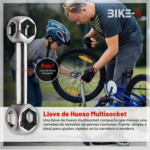 Vista 3 de Kit de reparación de bicicleta portátil - Juego de herramientas de bicicleta con multiherramienta, mini bomba de 120 PSI, palancas de neumáticos