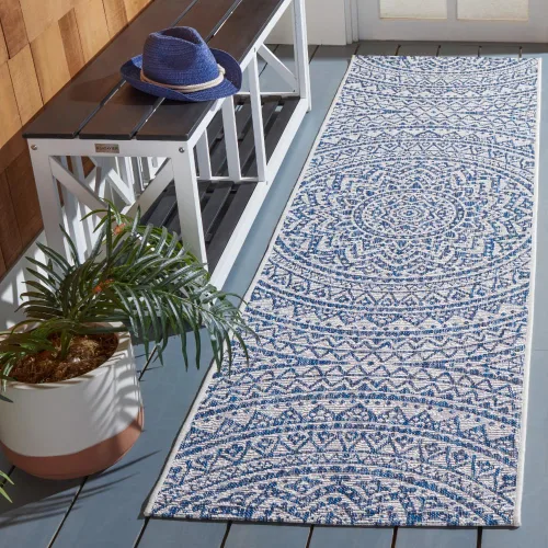 Vista 21 de SAFAVIEH Alfombra lavable al aire libre Courtyard Collection - 2'3" x 5', marfil y verde, no desprende pelusa y fácil limpieza, ideal para patio