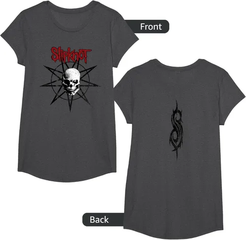 Vista 26 de Slipknot Skull playera Estrella, hombre 2XL, Jaspeado oscuro Asfalto