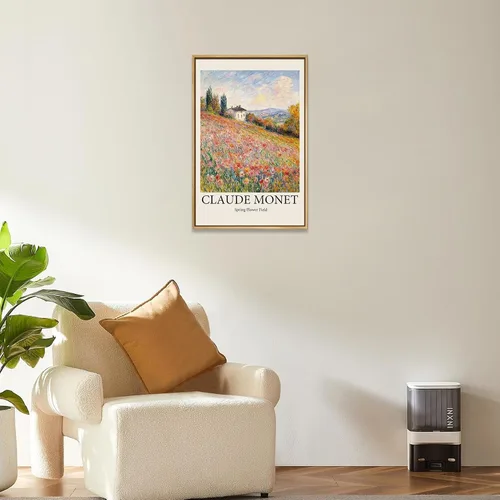 Vista 6 de Eliko Claude Monet - Lienzo enmarcado para pared, pintura de molinos de viento y flores, arte de pared enmarcado, impresionista, famosas