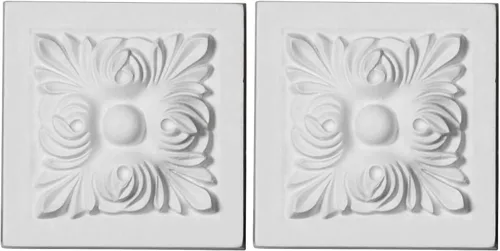 Vista 2 de Ekena Millwork ROS04X04SK Sellek Rosette, 4 1/8"W x 4 1/8"H x 1 7/8"P, imprimado