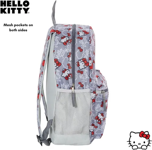 Vista 3 de Fast Forward Mochila Hello Kitty para niñas, 16 pulgadas, rojo y gris