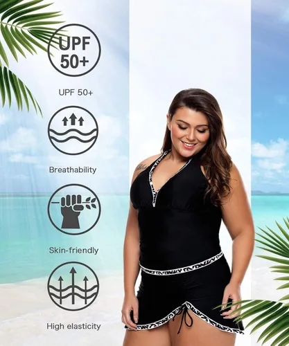 Vista 5 de KEASUZY - Traje de baño para mujer, tankini estilo halter, conjunto de traje de baño