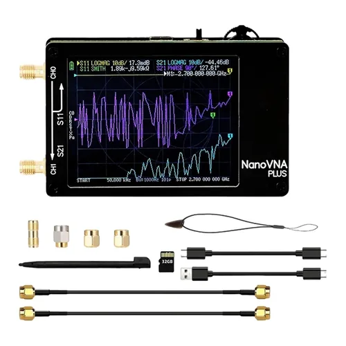 Vista 2 de Spectrum Analyzer, 50Khz-2.7Ghz Vector Network Analyzer Rechargeable Nanovna Plus Antenna Spectrum for Transmission Coefficients(Analyzer 32G SD