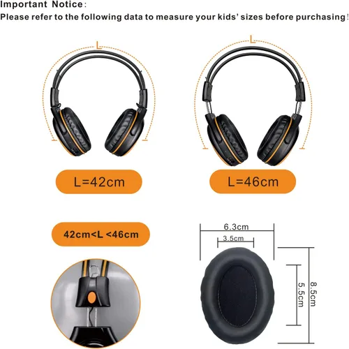 Vista 3 de SIMOLIO Auriculares IR para coche DVD con volumen limitado, auriculares infrarrojos inalámbricos para Honda Odyssey, Toyota Sienna, uConnect