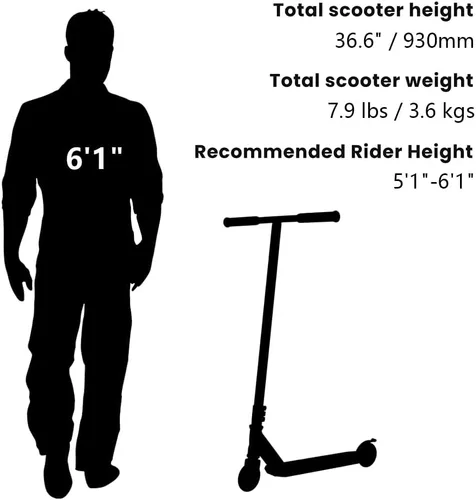 Vista 5 de Patinetes profesionales para niños de 8 años, adolescentes y adultos Dos alturas diferentes de 31.5 pulgadas y 36.6 pulgadas para elegir
