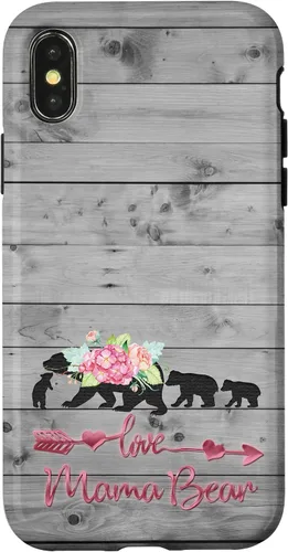 Vista 5 de Pink Floral Black Mama Bear three cubs Vintage Gray Rustic Case for iPhone 16