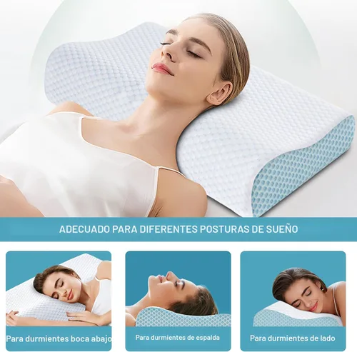 Vista 4 de Paquete de 2 almohadas de espuma viscoelástica para el cuello, almohada de apoyo para el cuello para aliviar el dolor, almohada cervical ergonómica