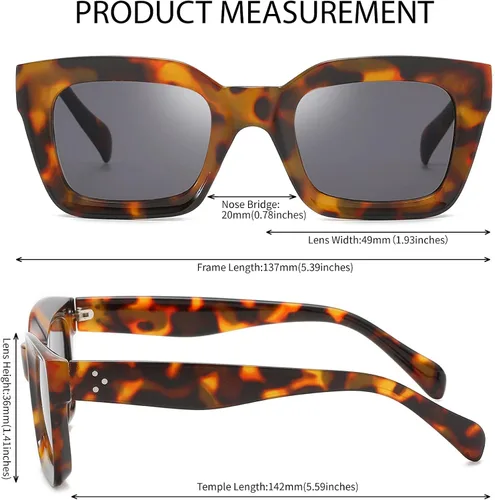 Vista 3 de Dollger Gafas de sol retro para mujer, diseño clásico, grueso, marco cuadrado, protección UV400