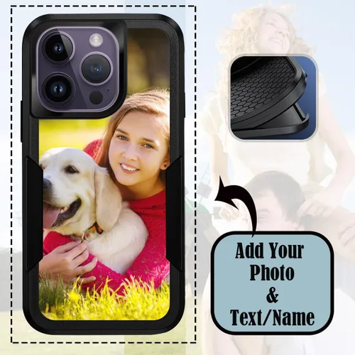 Vista 2 de Funda magnética personalizada para iPhone 17 Air 16 15 14 Pro Max Plus 13 12 11, personaliza el nombre del texto de la foto y imagen, imanes fuertes