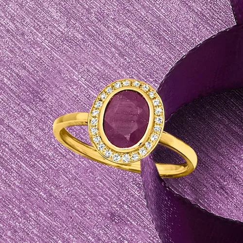Vista 4 de Ross-Simons Anillo de rubí de 190 quilates y diamante de 012 quilates en oro amarillo de 14 quilates