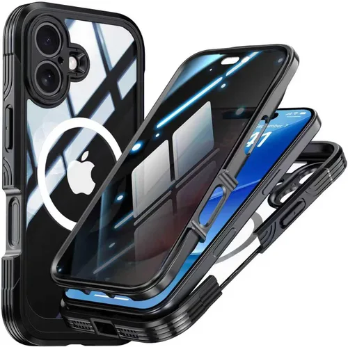 Vista 14 de TOPF&B Funda magnética para iPhone 16, compatible con MagSafe, cubierta completa de 360 grados, protector de pantalla de privacidad integrado
