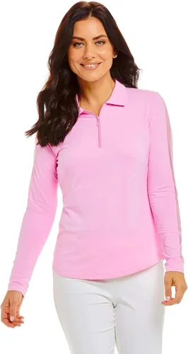 Vista 4 de IBKUL - Polo de manga larga para mujer con protección solar UPF 50 panel exterior de malla 86000 sandía