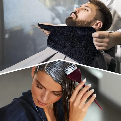 Vista 6 de Juego de 6 toallas de microfibra para el cabello, color negro, a prueba de blanqueador, toalla de secado rápido del cabello de 16 x 32 pulgadas