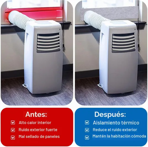 Vista 5 de Paquete de 3 paneles de espuma aislados para ventilación de ventana de aire acondicionado portátil, paneles de sellado de aislamiento de doble capa