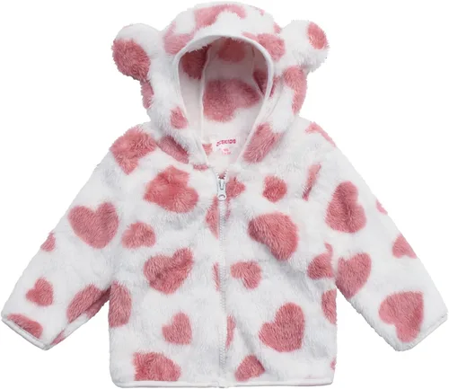 Vista 37 de Chaqueta con capucha de forro polar con cremallera para niñas y niños pequeños, abrigo de osito cálido de invierno Negro