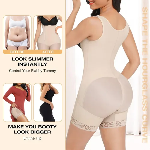 Vista 2 de FeelinGirl Fajas moldeadoras para mujer con control de abdomen, faja colombiana para mujer, con cremallera, busto abierto, entrenamiento de cintura
