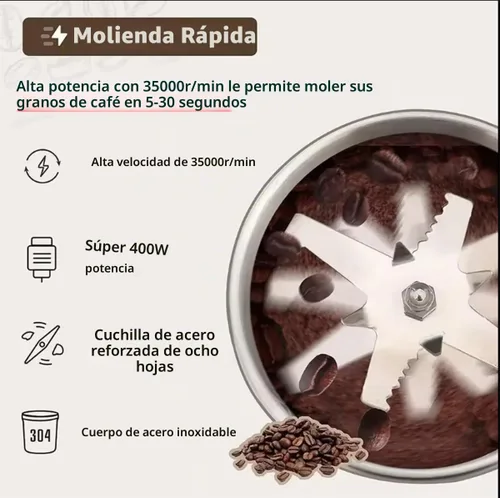 Vista 3 de Molinillo de café eléctrico, molinos de grano, Molinillo de especias eléctrico, Rectificadora de polvo pequeña para el hogar, Molinillo de hierbas