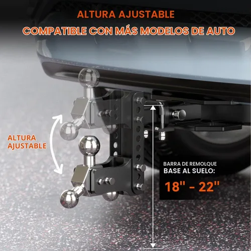 Vista 5 de Enganche de enganche de remolque ajustable para receptor de 2.5 pulgadas, enganche de remolque de caída/elevación de 6 pulgadas con bolas triples