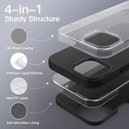 Vista 3 de JETech Funda de silicona para iPhone 12 Pro Max de 6.7 pulgadas, suave al tacto, funda protectora de cuerpo completo, a prueba de golpes con forro