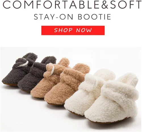 Vista 7 de HsdsBebe Unisex Newborn Baby Cotton Booties Non-Slip Sole for Toddler Boys Girls Infant Winter Warm Fleece Cozy Socks Shoes