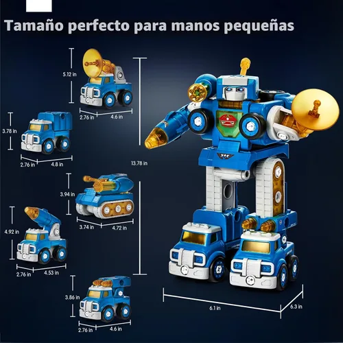Vista 9 de CubicFun - Juguete de robot-vehículo para desmontar, 5 en 1, juguetes de construcción para niños de 5 años, multicolor 5 in 1 Take Apart Trucks