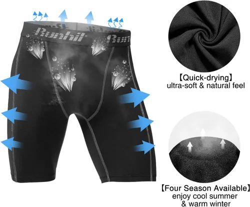 Vista 5 de Runhit - Pantalones cortos deportivos de compresión para hombre, de elastano para correr y entrenar
