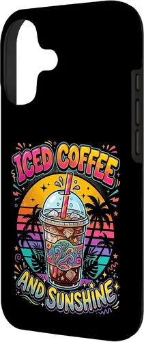 Vista 2 de Iced Coffee Sunshine Palm Trees Retro Summer Drink Case for iPhone 17