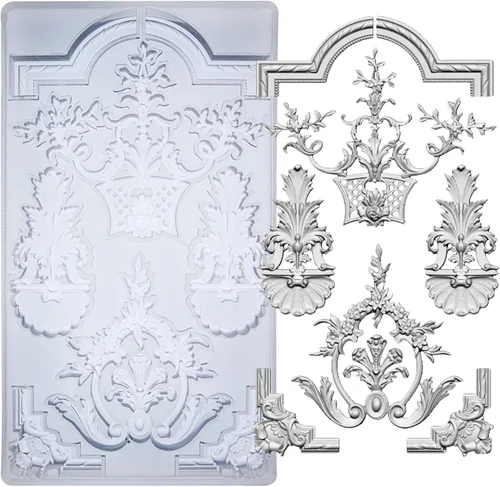 Vista 26 de Moldes de arte para arcilla polimérica, arcilla que se seca al aire, yeso, resina epoxi, fondant, decoración de pasteles, 3 molduras decorativas