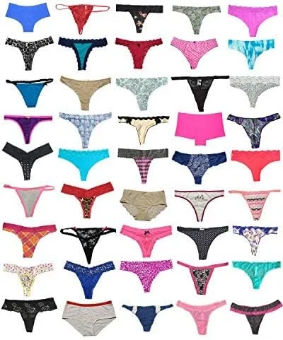 Vista 6 de Variedad de Paquete de Ropa Interior para Mujer Tanga T-Back Tanga Bikini Hipster Bragas de Algodón y Encaje